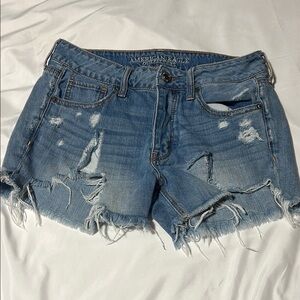 American Eagle Outfitters Blue Distressed Jean Shorts